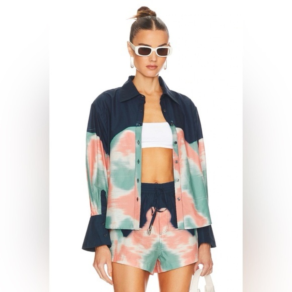 Jonathan Simkhai Avila Printed Cotton Poplin Oversized Shirt